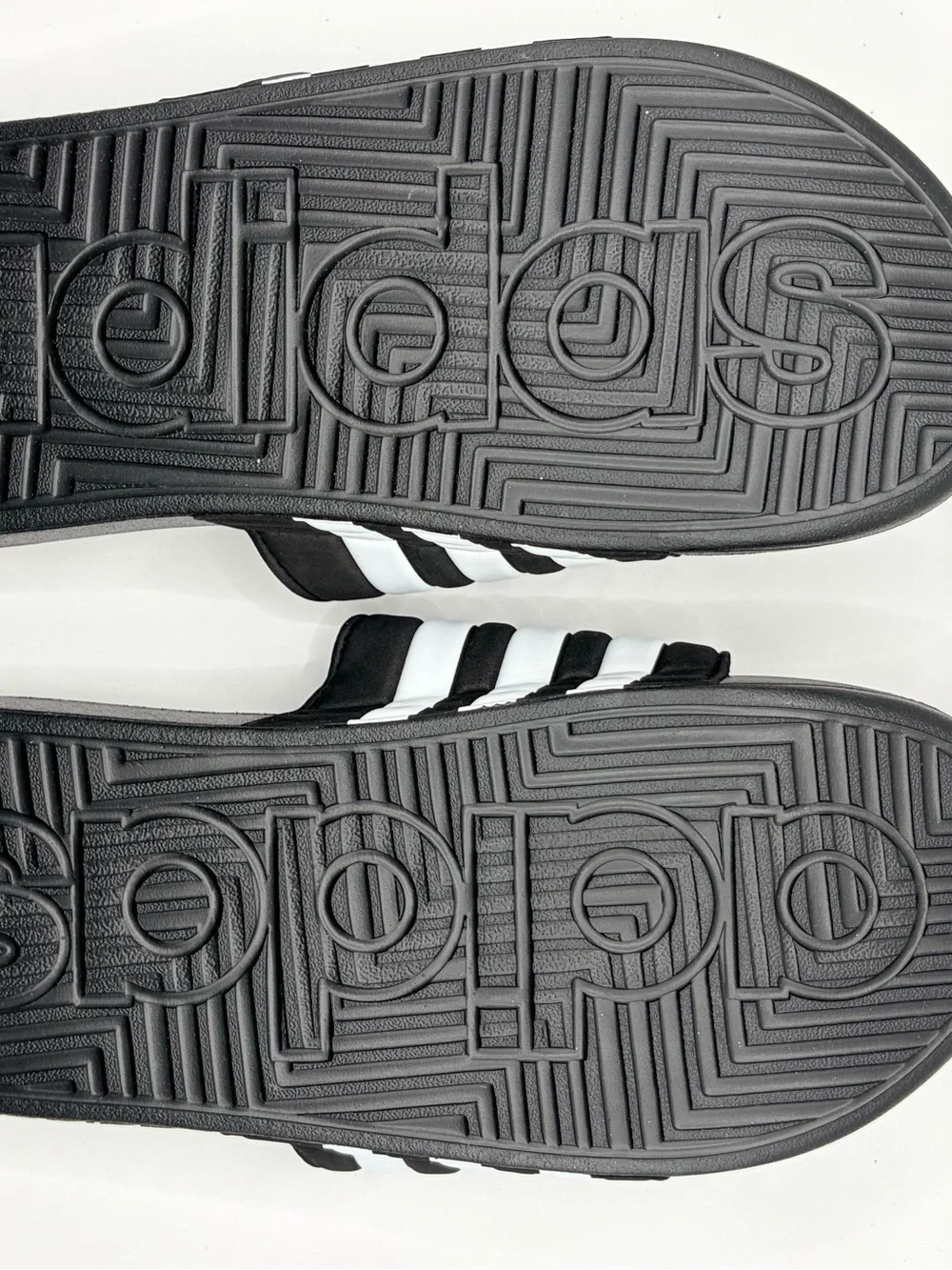 adidas Black and White Strap Slide Sandals